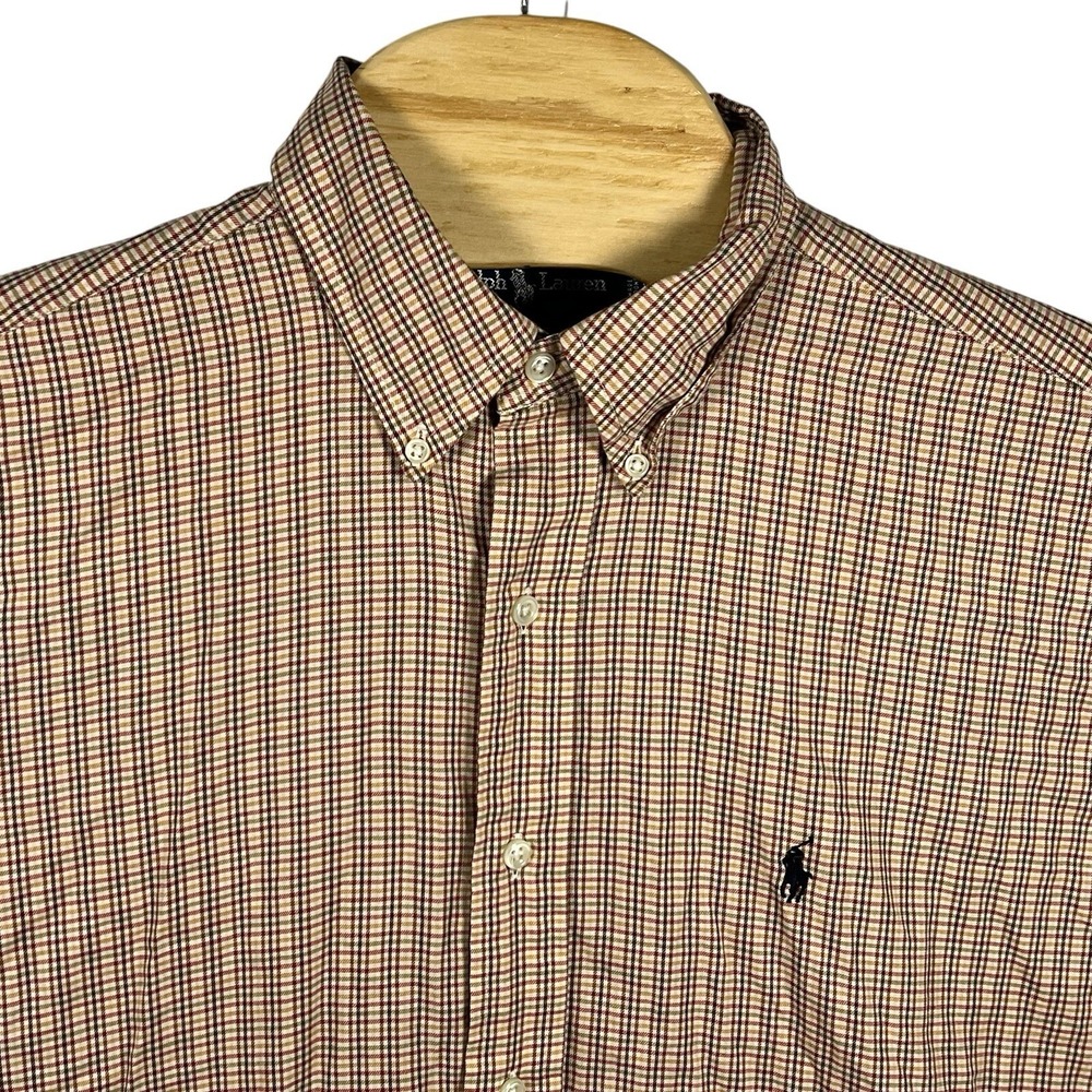 Ralph Lauren Blake Men Large Plaid Cotton Button Down Long Sleeve Shirt